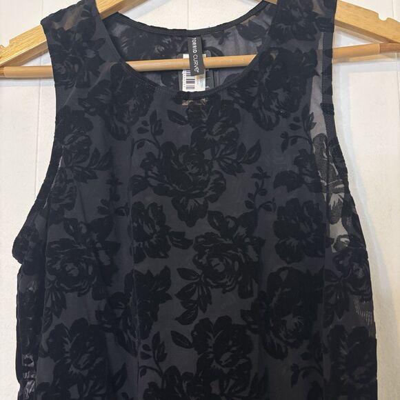 New Torrid 0 (Large) Bodysuit Black Burnout Velvet Mesh Roses Floral Goth Alt - Picture 4 of 11